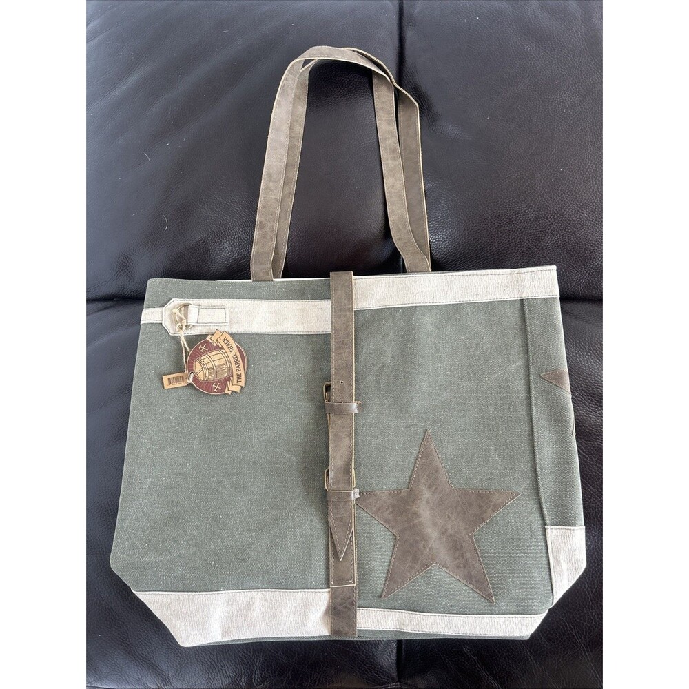 The Orion by The Barrel Shack Canvas & Leather Shoulder Tote Bag MSRP $210 NEW